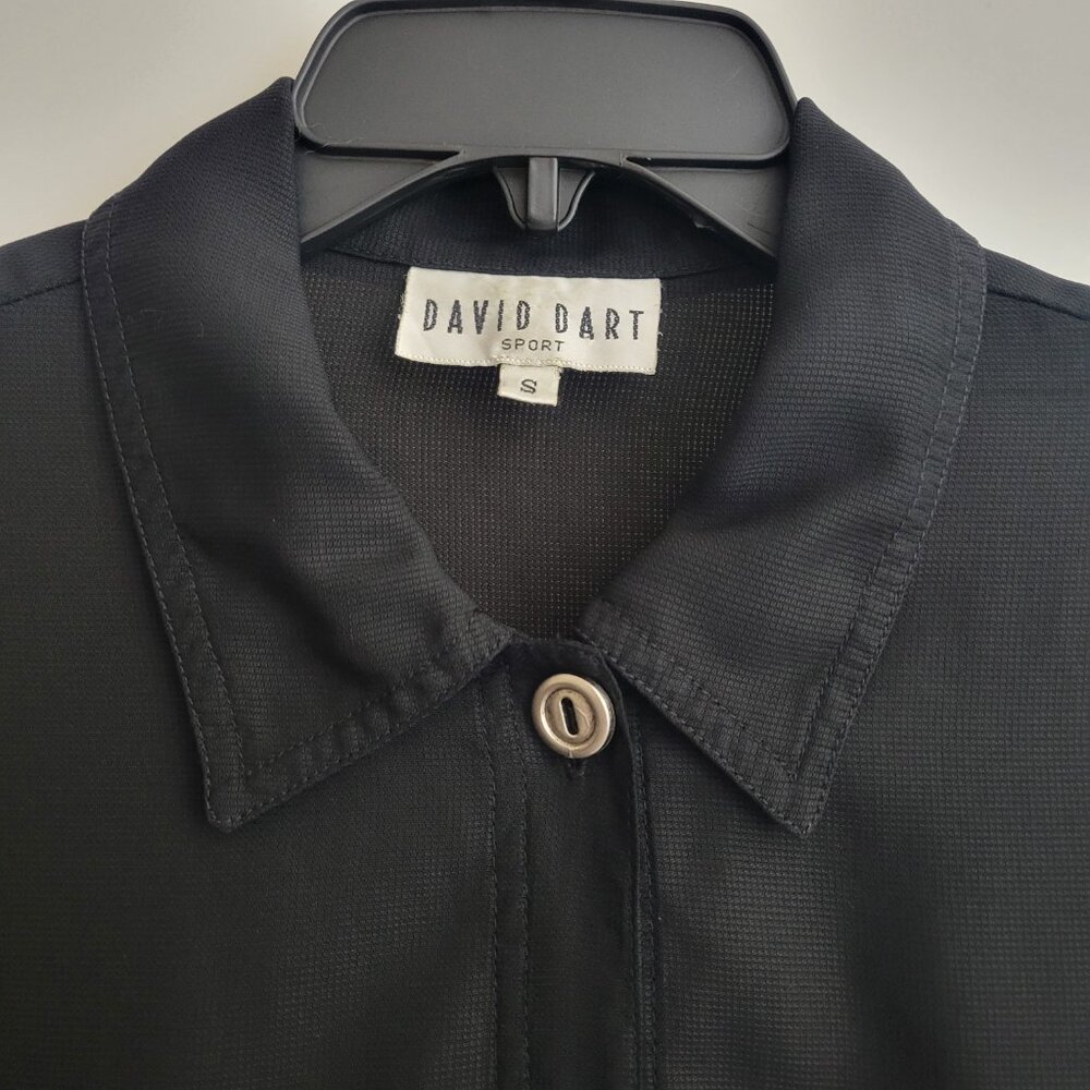 DAVID DART SPORT Size Small Lagenlook Vintage Long Sleeve Black Top Button Up